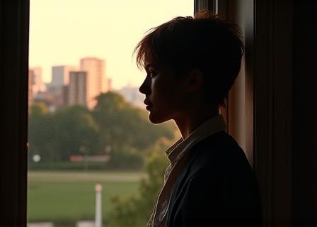 Una persona mirando por la ventana en un momento de pausa reflexiva