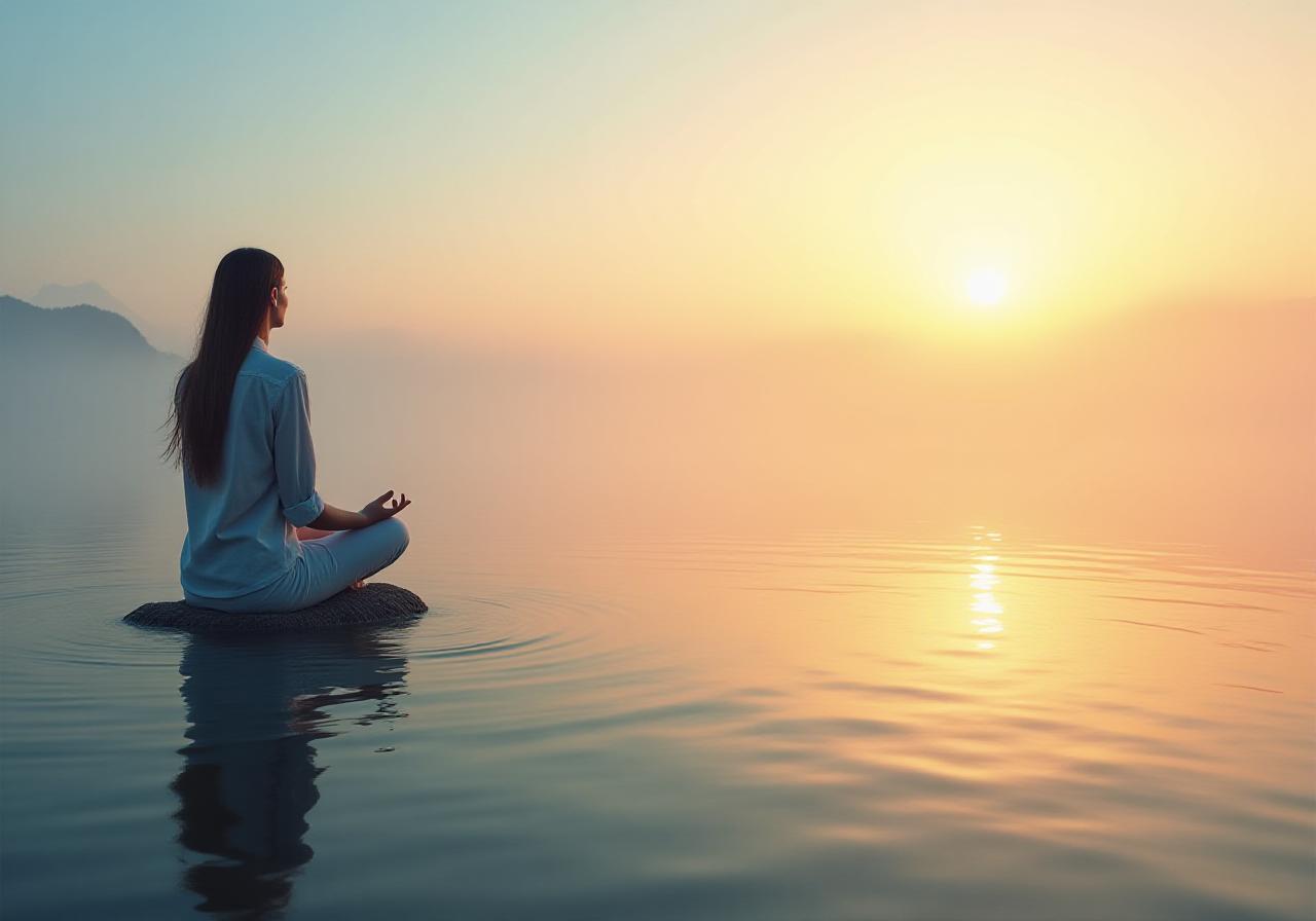 Persona meditando frente al mar representando calma y psicología
